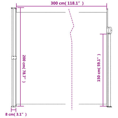 vidaXL Zložljiva stranska tenda rjava 200x300 cm