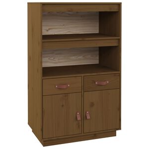 vidaXL Visoka omara medeno rjava 67x40x108,5 cm trdna borovina
