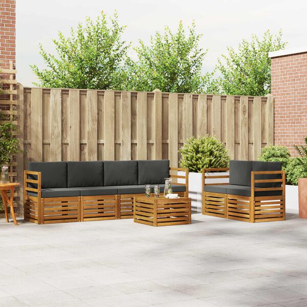 vidaXL Zunanja garnitura za sedenje 7 pcs Naravna in antracitna