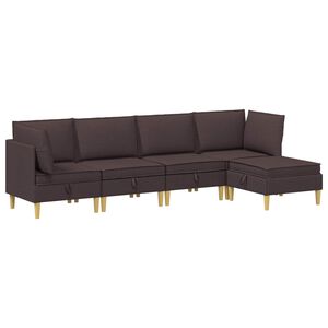 vidaXL Modularni kavč s shranjevanjem 5 pcs Temno rjava Blago