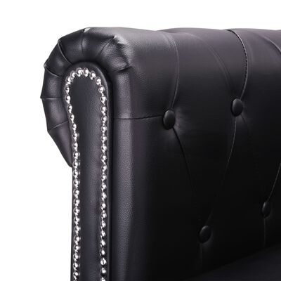 vidaXL Chesterfield kavč L oblike umetno usnje črne barve