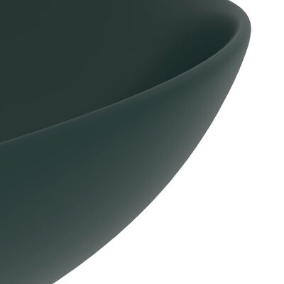 vidaXL Kopalniški umivalnik keramičen temno zelen okrogel