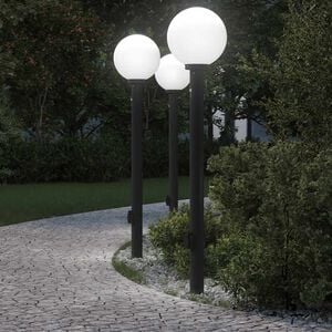 vidaXL Stebričke s senzorjem in vtičnico 3 kosi 120 cm črne barve IP44