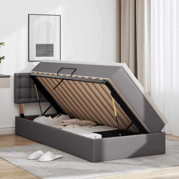 vidaXL Postelja z dodatnim prostorom za shranjevanje in LED osvetlitvijo