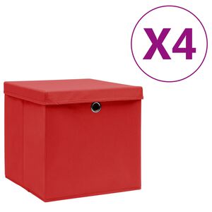 vidaXL &Scaron;katle s pokrovi 4 kosi 28x28x28 cm rdeče