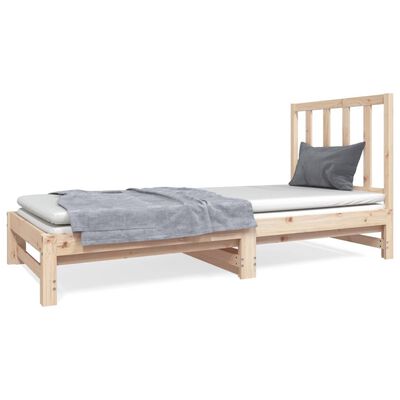 vidaXL Izvlečna dnevna postelja 2x(90x190) cm trdna borovina