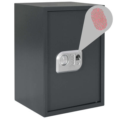 vidaXL Digitalni sef na prstni odtis temno siv 35x31x50 cm
