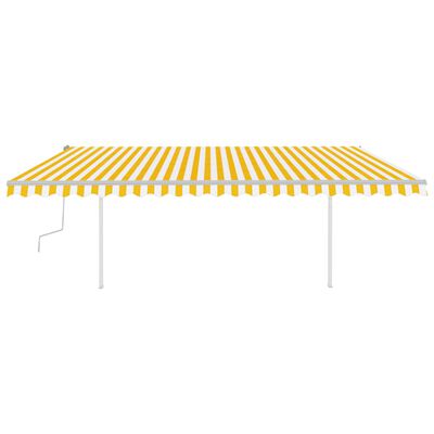 vidaXL Ročno zložljiva tenda z LED lučkami 5x3,5 m rumena in bela