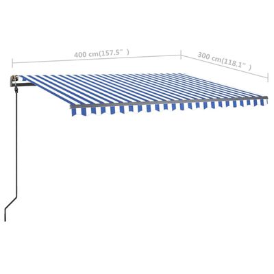 vidaXL Ročno zložljiva tenda z LED lučkami 4x3 m modra in bela