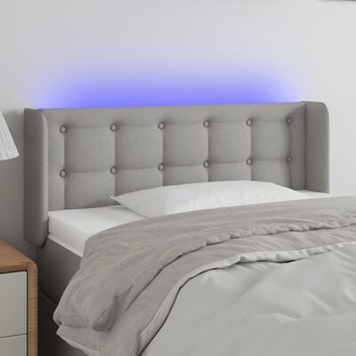 vidaXL LED posteljno vzglavje svetlo sivo 83x16x78/88 cm blago