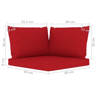 vidaXL Vrtna sedežna garnitura 6-delna z rdečimi blazinami
