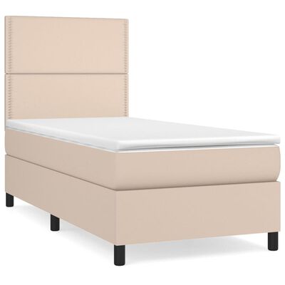 vidaXL Box spring postelja z vzmetnico kapučino 80x200 cm umetno usnje
