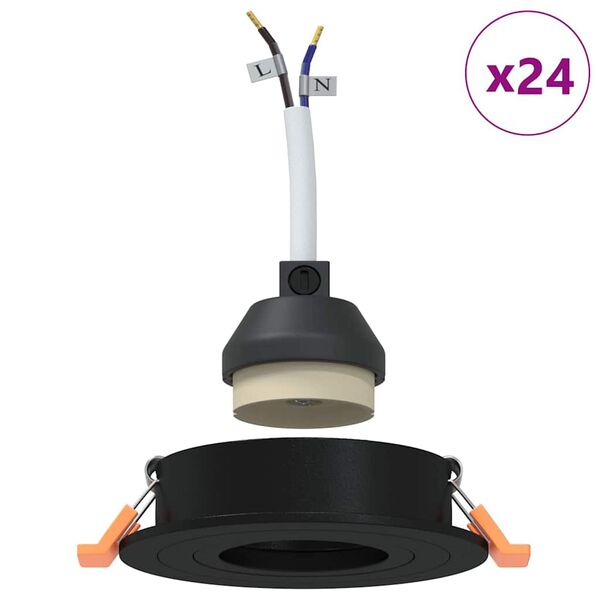 vidaXL Reflektor 24 pcs Črna 9 x 9 x 2 cm Aluminij