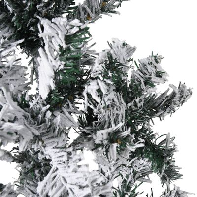 vidaXL Ozka umetna polovična novoletna jelka s snegom 240 cm