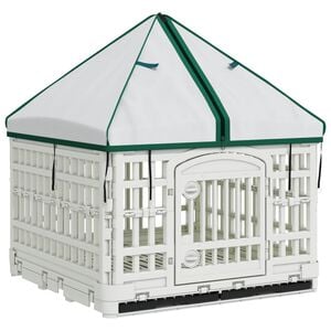 vidaXL 4-panelna pasja igralna ograja s streho 122 x 106,5 x 82 cm