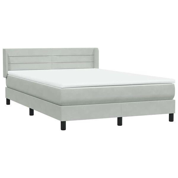 vidaXL Box spring postelja z vzmetnico svetlo siva 160x210 cm žamet