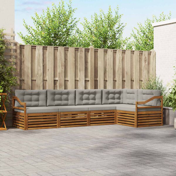 vidaXL Zunanja garnitura za sedenje 5 pcs Naravna in svetlo siva