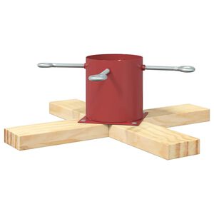 vidaXL Stojalo za božično drevo Rdeča 50 x 50 x 16 cm Trdna borovina