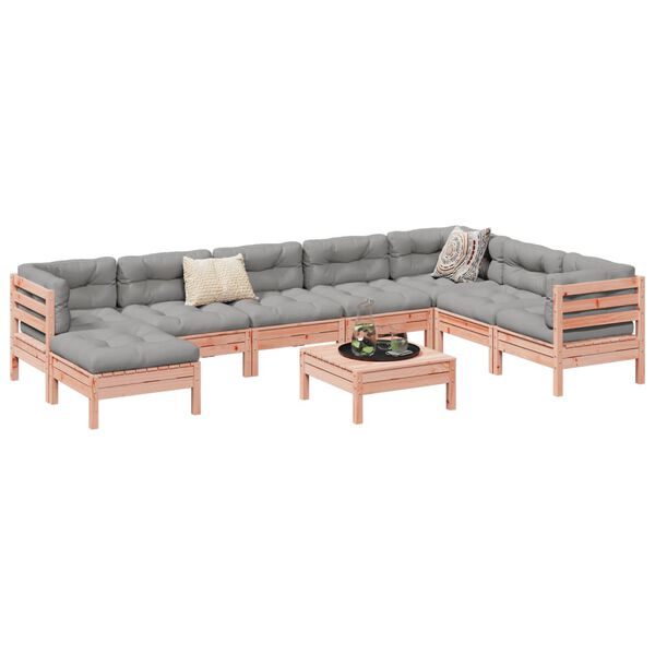 vidaXL Vrtna sedežna garnitura 9-delna z blazinami trden les douglas