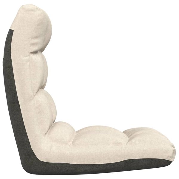 vidaXL Zložljiv talni stol krem blago