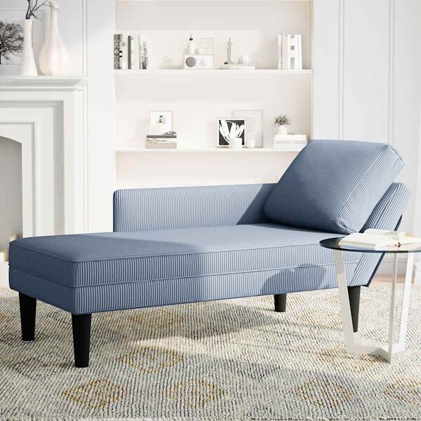 vidaXL Chaise Lounge z blazino Temno modro Corduroy tkanina