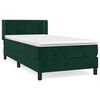 vidaXL Box spring postelja z vzmetnico temno zelen 90x190 cm žamet