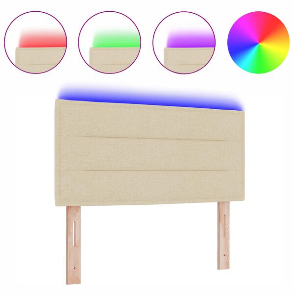 vidaXL LED glava postelje z LED lučmi krema 80 cm Poliester