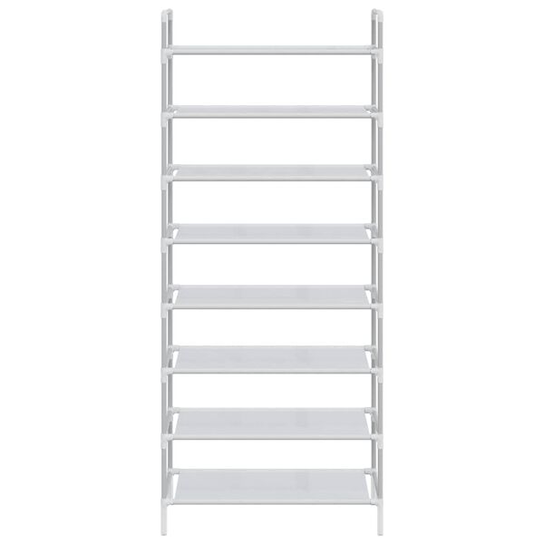 vidaXL Stojalo za čevlje z 8 policami kovina in netkano blago srebrno