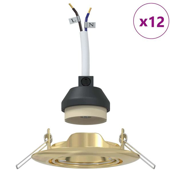 vidaXL Reflektor 12 pcs Zlata 9 x 9 x 2.5 cm Kovina