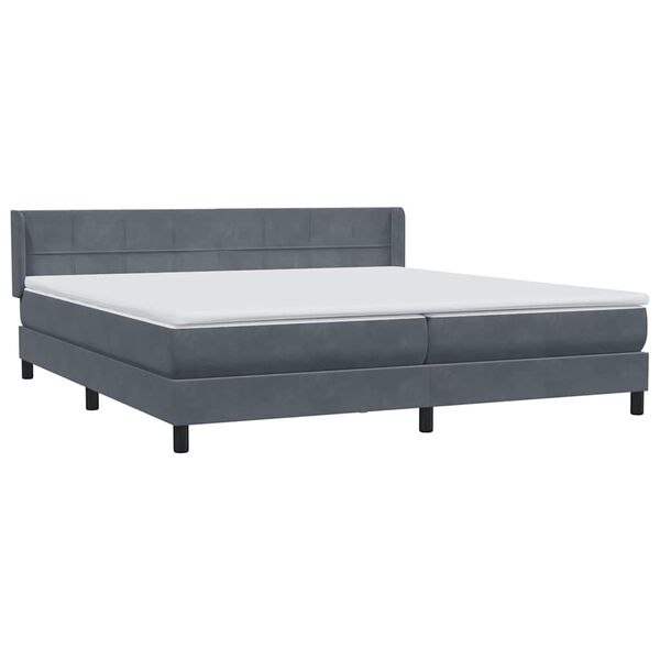 vidaXL Box Spring postelja z vzmetnico Temno siva 200x220 cm žametna