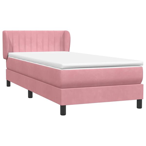 vidaXL Box Spring postelja z vzmetnico Pink 100x220 cm Velvet
