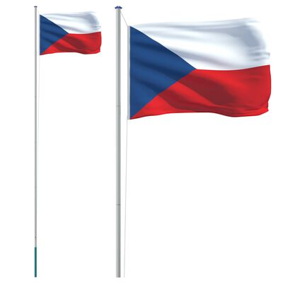 vidaXL Zastava Češke in drog 6,23 m aluminij