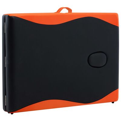 vidaXL 2-conska zložljiva masažna miza aluminij črna in oranžna