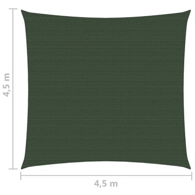 vidaXL Senčno jadro 160 g/m² temno zeleno 4,5x4,5 m HDPE