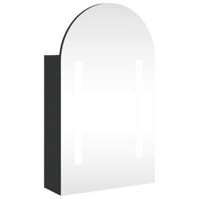 vidaXL Kopalniška omarica z ogledalom z LED obokana črna 42x13x70 cm