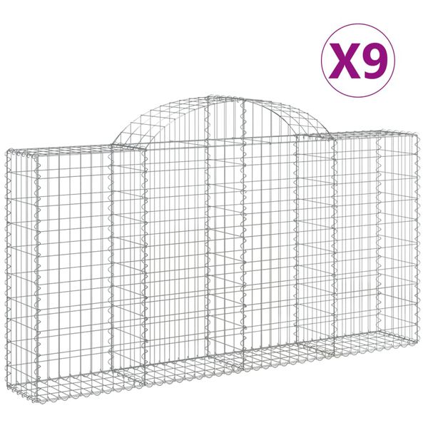 vidaXL Obokane gabion ko&scaron;are 9 kosov 200x30x100/120cm pocinkano železo