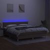 vidaXL Box spring postelja z vzmetnico LED taupe 160x200 cm blago