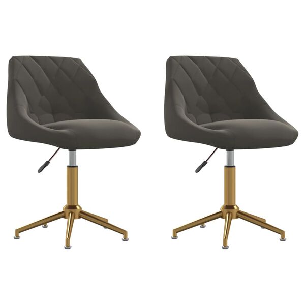 vidaXL Vrtljiv jedilni stol 2 kosa temno siv žamet