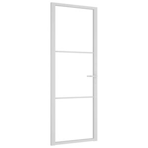 vidaXL Notranja vrata 76x201,5 cm bela ESG steklo in aluminij