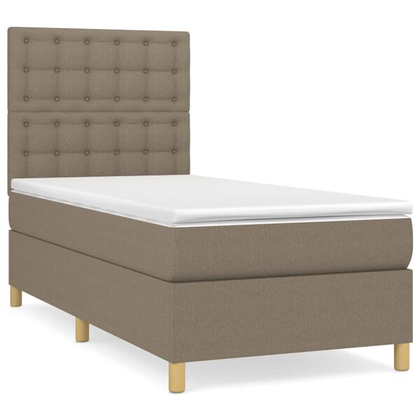 vidaXL Box spring postelja z vzmetnico taupe 100x200 cm blago