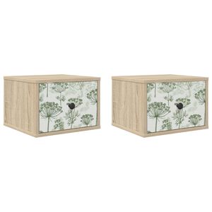 vidaXL Stenska nočna omarica GOTHA 2 kos Sonoma hrast 36 x 33 x 25 cm