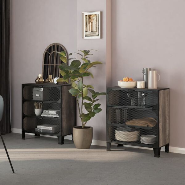 vidaXL Omara 2 kosa siva 72x36x82 cm kovina in MDF