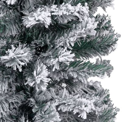 vidaXL Ozka osvetljena novoletna jelka z bučkami in snegom 120 cm PVC