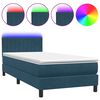 vidaXL Box spring postelja z vzmetnico LED Temno modra 100x220 cm Velvet
