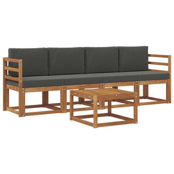 vidaXL Zunanja garnitura za sedenje 5 pcs Naravna in antracitna