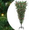 vidaXL Obratno umetno osvetljeno božično drevo s setom kroglic 120 cm