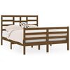 vidaXL Posteljni okvir medeno rjav iz trdnega lesa 135x190 cm