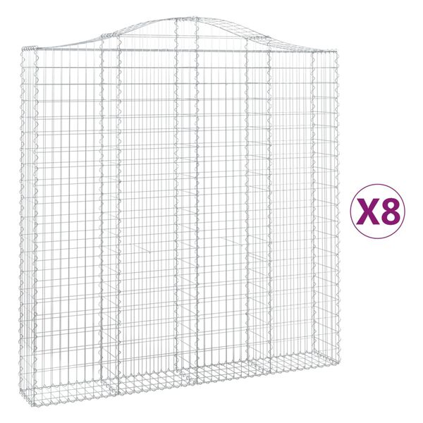 vidaXL Obokane gabion ko&scaron;are 8 kosa 200x30x200/220 cm pocinkano železo