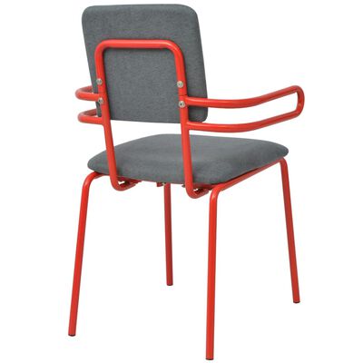 vidaXL Jedilni stoli 2 kosa rdeče in sivo blago