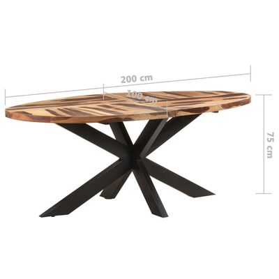 vidaXL Jedilna miza ovalna 200x100x75 cm akacijev les s palisandrom